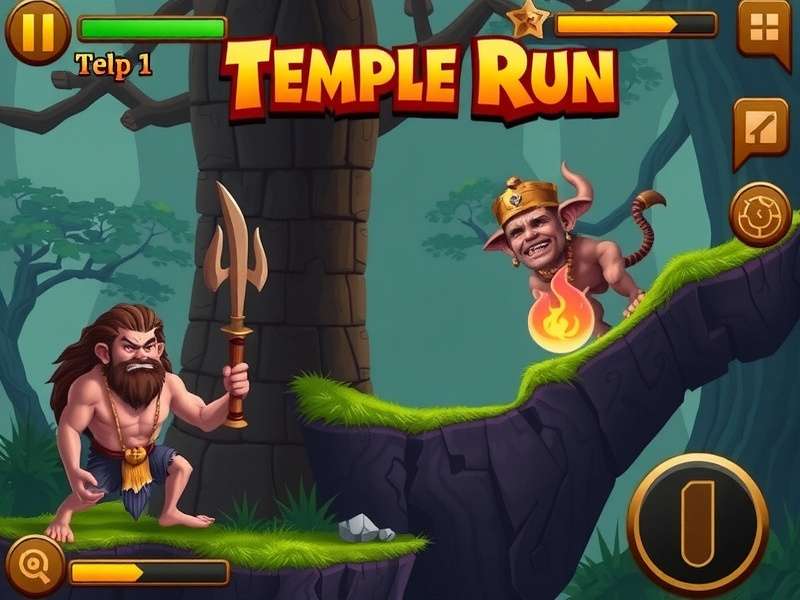 Temple Run 1 gameplay screenshot showing character running through ancient temple