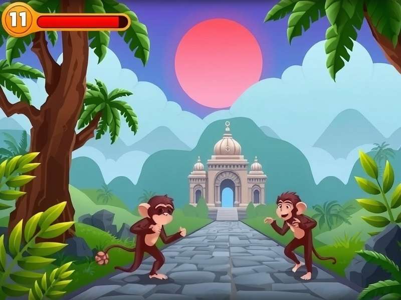 Temple Run 1 में बंदरों का दृश्य