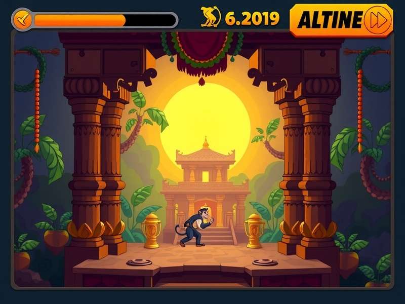Temple Run में बंदर का पीछा करते हुए दृश्य