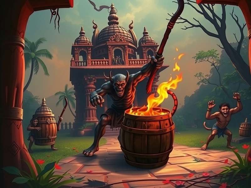 Temple Run Evil Demon Monkeys in a Barrel गेमप्ले