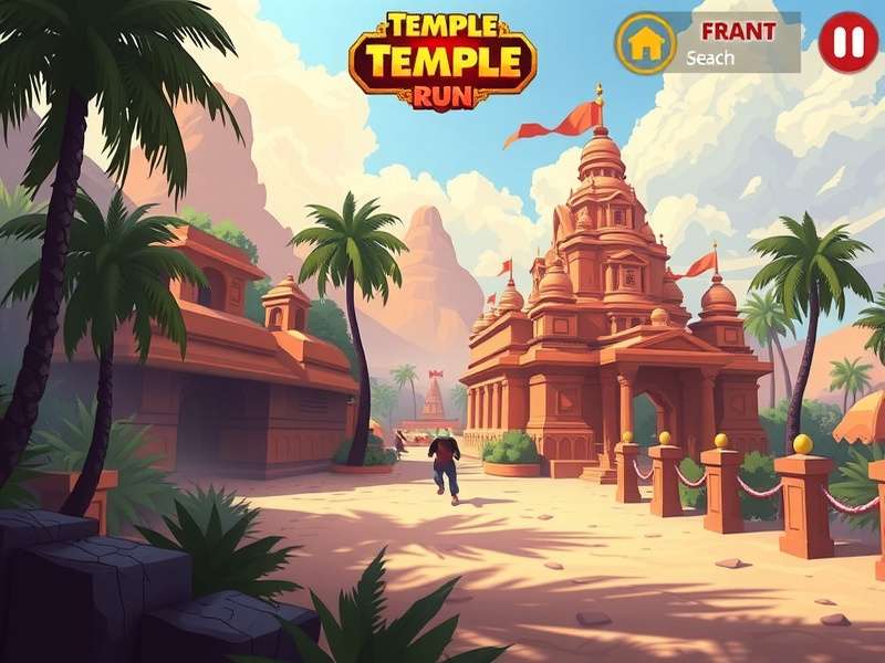 Temple Run गेमप्ले - मुख्य पात्र मंदिर से भागते हुए