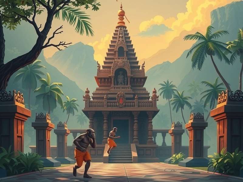 Temple Run में बंदर का पीछा करते हुए दृश्य