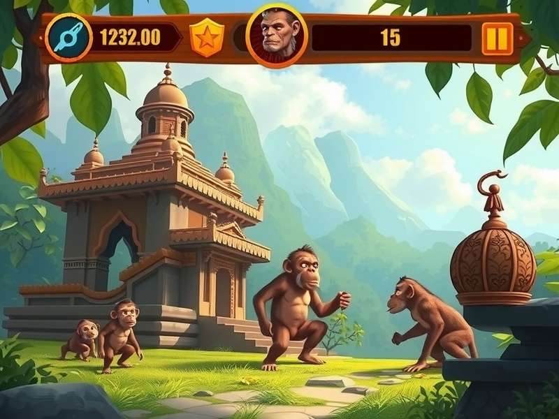 Temple Run गेम में बंदरों का चित्र