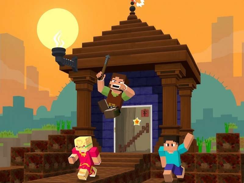 Temple Run Minecraft Mocks Gameplay