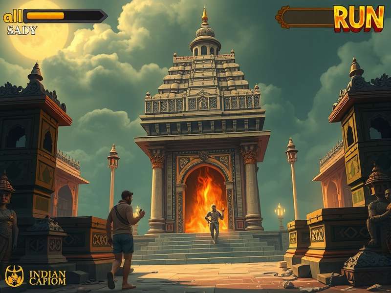 Temple Run 1 gameplay screenshot showing character running from demons