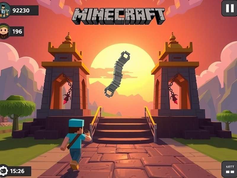 Temple Run Brave Mod APK Minecraft gameplay screenshot