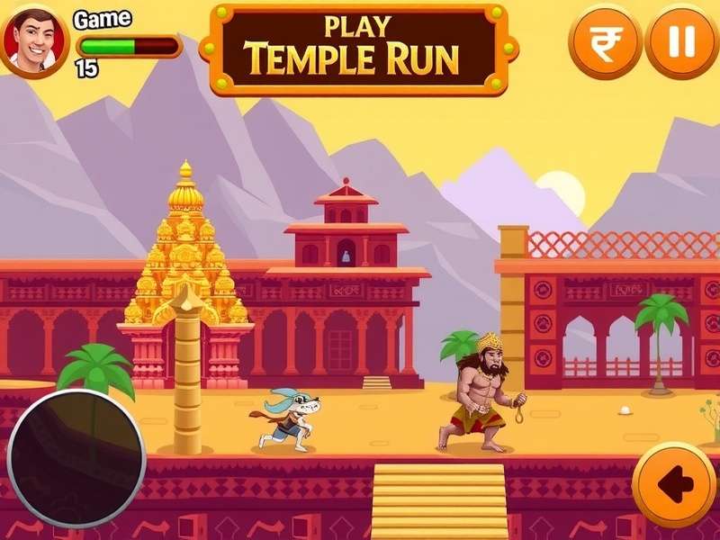Temple Run gameplay screenshot showing character running through ancient temple