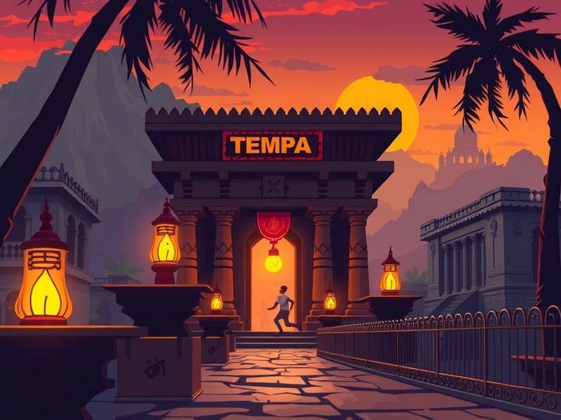 Temple Run Game Main Character Running from Demons