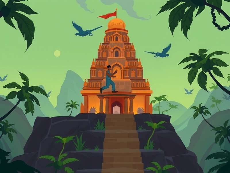Temple Run gameplay screenshot showing character running through ancient temple