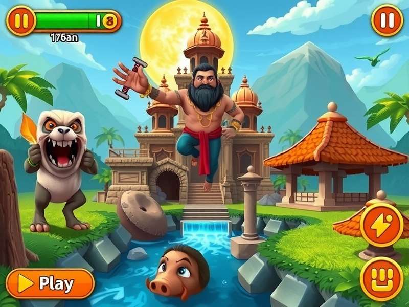 Temple Run 2 gameplay screenshot showing character running in ancient temple