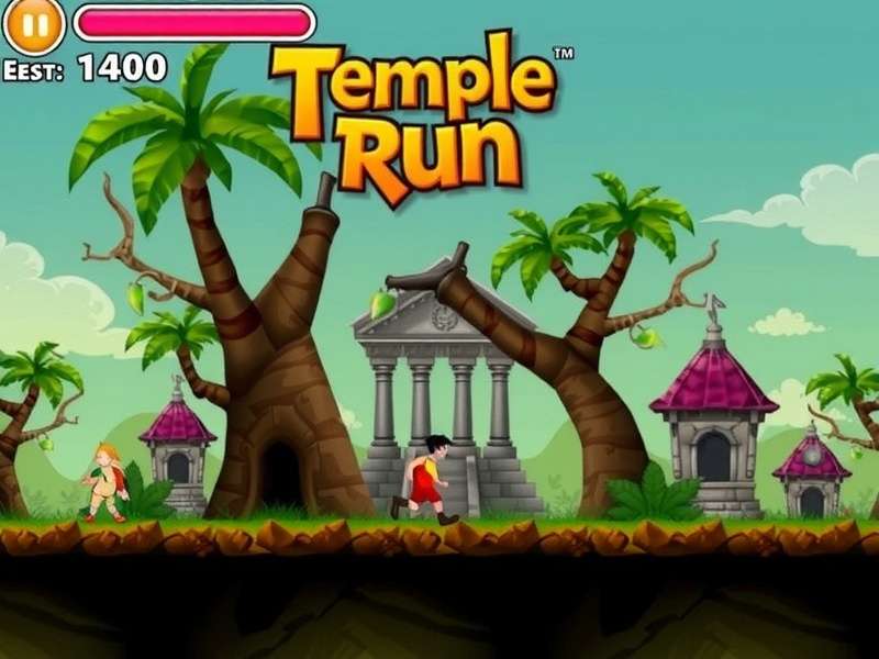 Temple Run 2011 gameplay screenshot showing character running in ancient temple