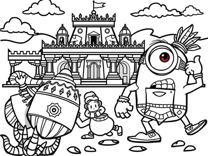 Temple Run Minion Coloring Printable Sheets
