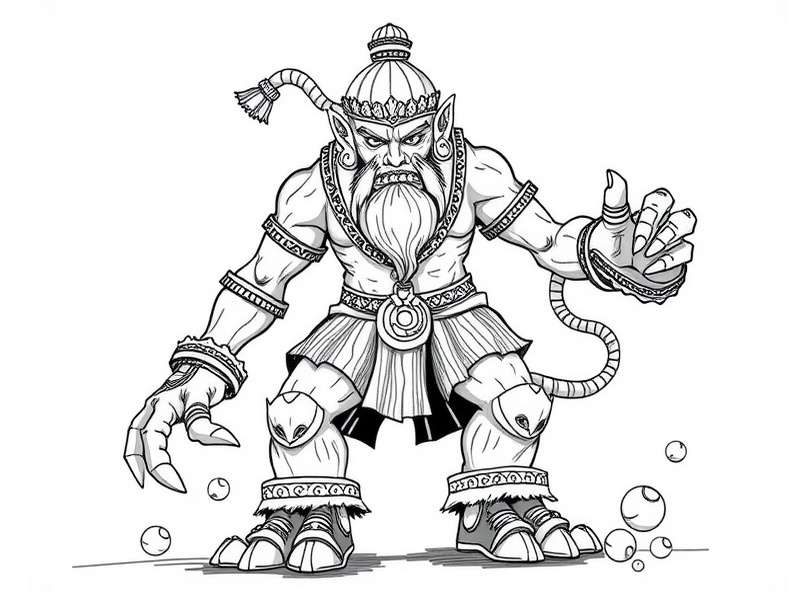 Temple Run Monster Drawing Outline उदाहरण