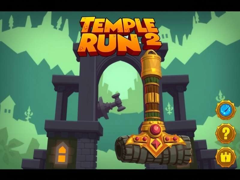 Temple Run 2 में हथौड़े का उपयोग दिखाती तस्वीर