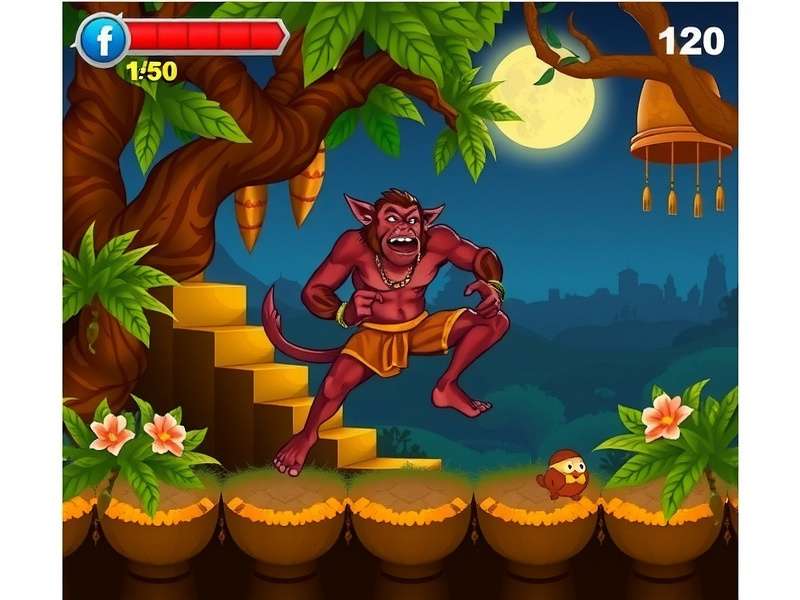 Temple Run 2 में डेमन मंकी का पीछा करते हुए