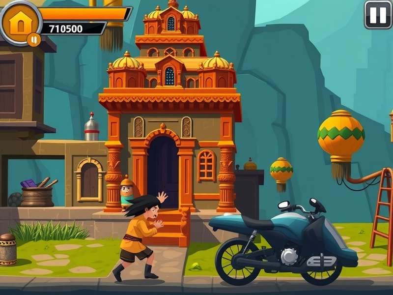 Temple Run gameplay screenshot showing character running through ancient temple