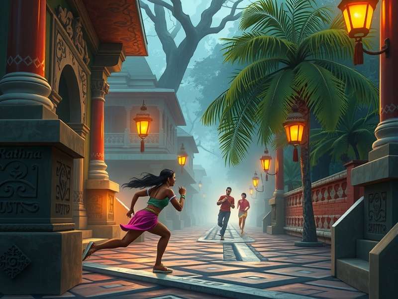 Temple Run Girl Scarlett Fox character with sound waves