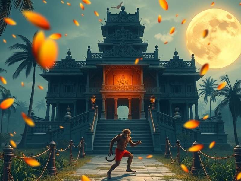 Temple Run में बंदर का पीछा करते हुए मुख्य करैक्टर