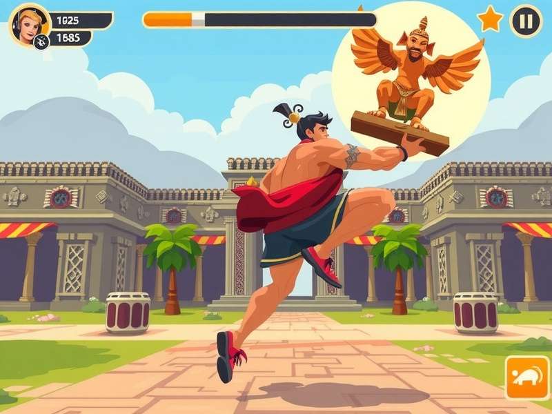 Temple Run Gameplay - लंबी दूरी तक दौड़ते हुए कैरेक्टर