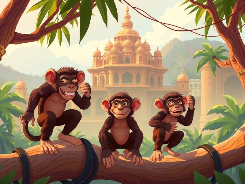 टेंपल रन गेम में बंदरों का चित्र