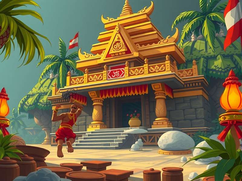 टेम्पल रन गेम का मुख्य चरित्र मंदिर से भागता हुआ