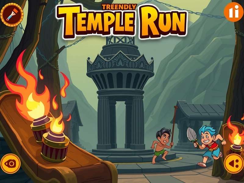 Temple Run character falling comically