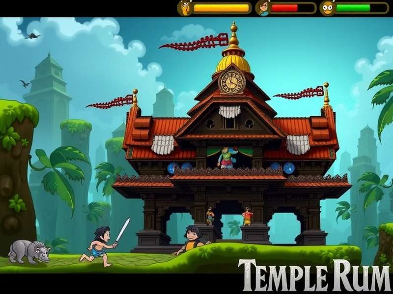 Temple Run 2 character running through ancient ruins