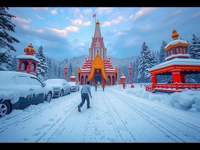 Temple Run Snow Games में हिमस्खलन दृश्य