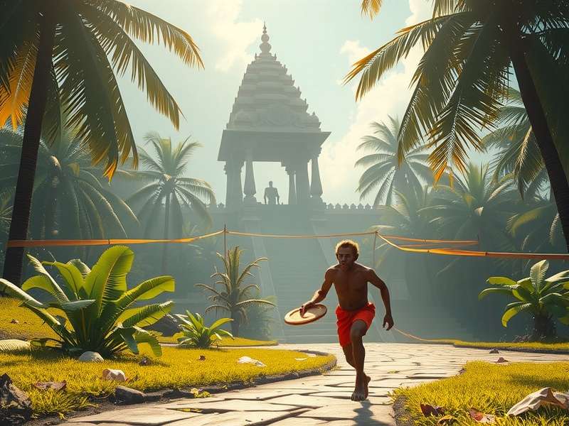 Temple Run Game में Monkey in the Middle Frisbee का गेमप्ले