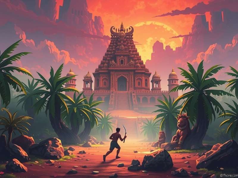 Temple Run गेम में गिरने का दृश्य