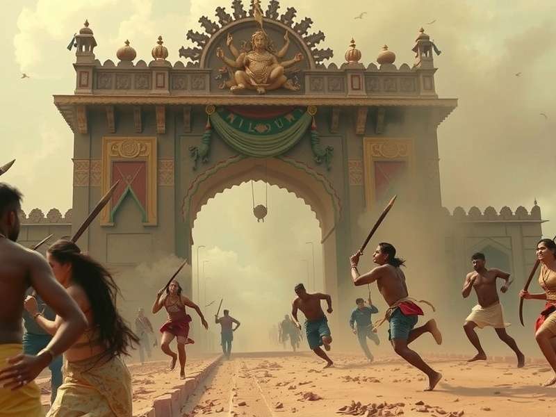 Temple Run में राक्षस द्वारा पकड़े जाने का दृश्य