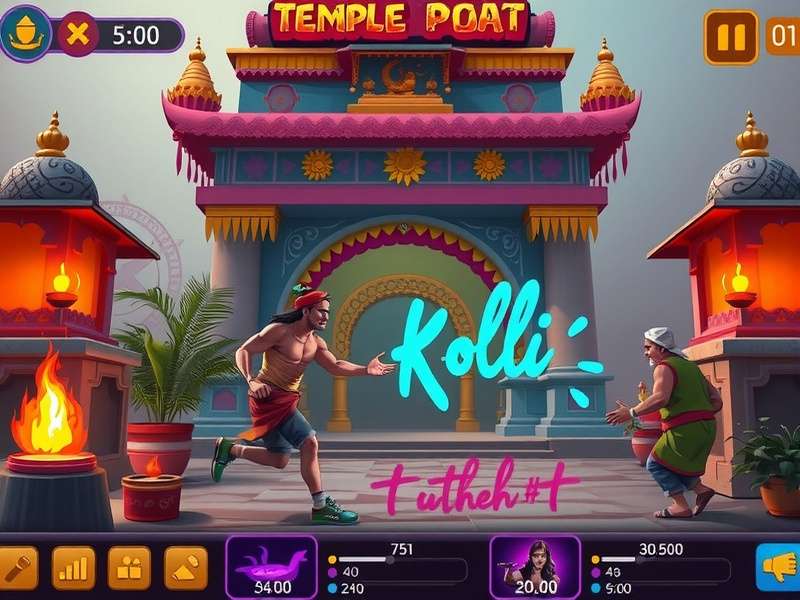 Temple Run Holi Poki गेमप्ले स्क्रीनशॉट