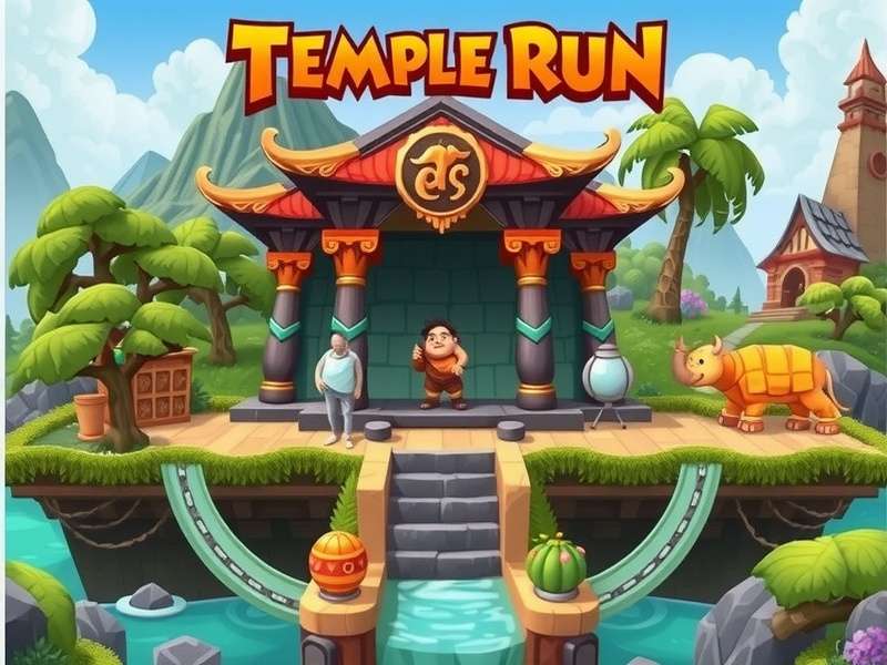 Temple Run gameplay screenshot showing character running from demons