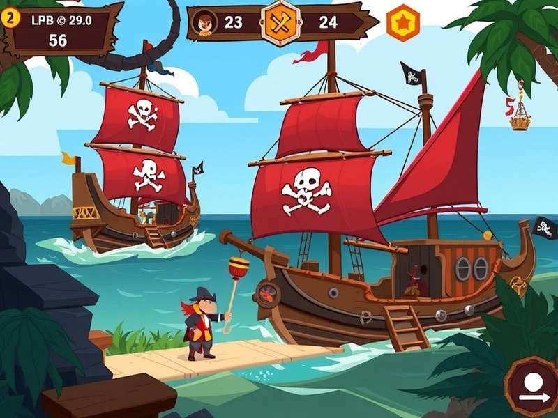 Temple Run Pirate Cove gameplay screenshot showing character running on a pirate ship