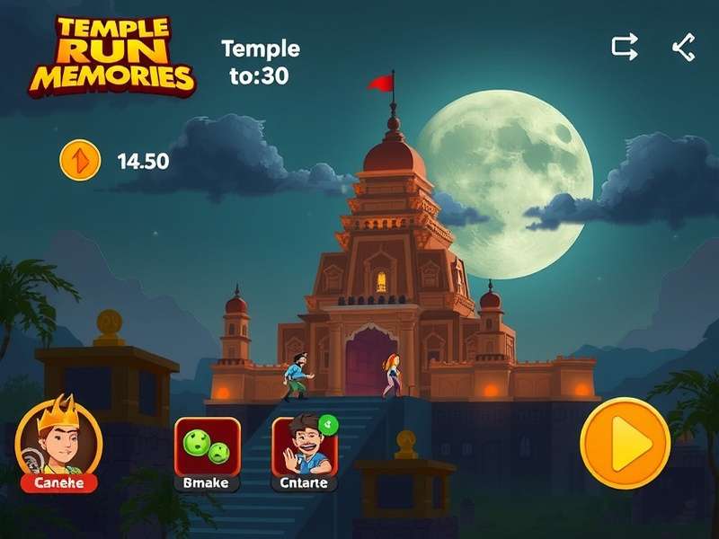 Collage of diverse people playing Temple Run on various old smartphones, smiling nostalgically