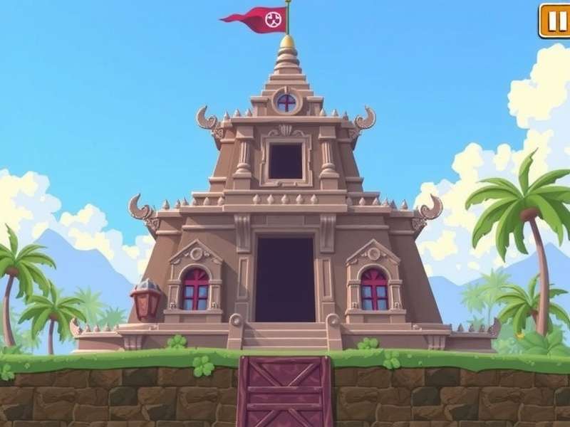 Gameplay screenshot of Temple Run on Poki.com showing the runner navigating temple ruins