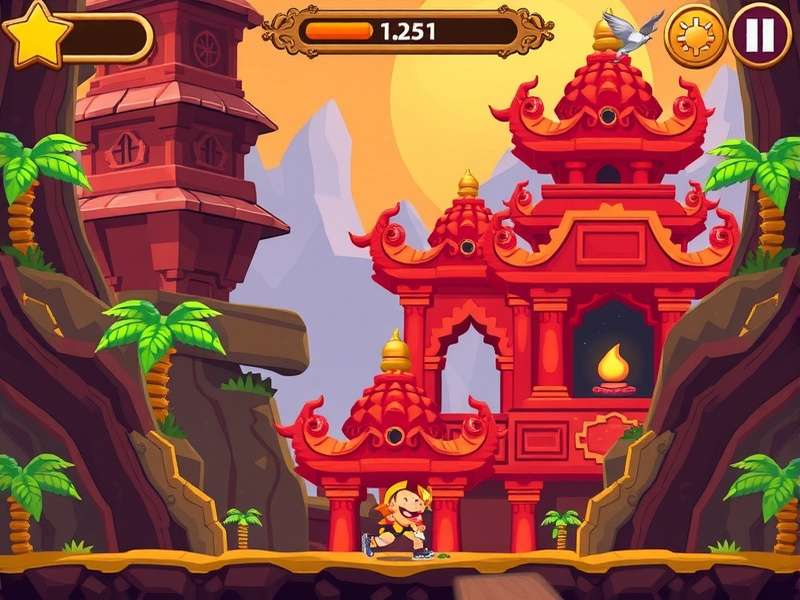 Temple Run gameplay on mobile showing free version with in-app purchase options