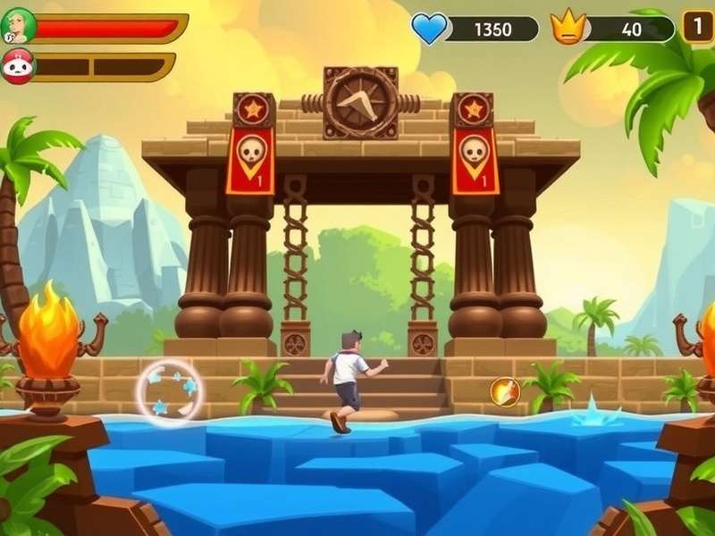 Temple Run gameplay screenshot on an Android 4.4.2 device showing the jungle temple and coins