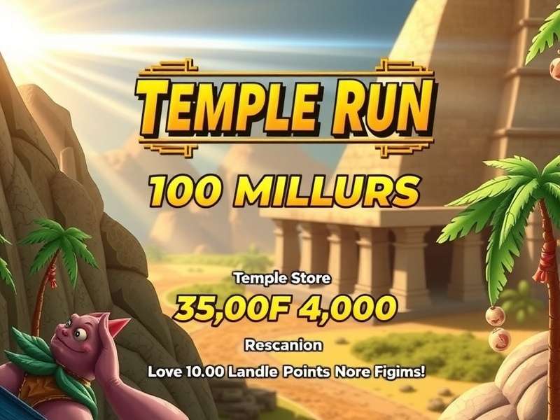 Temple Run gameplay screen showing a high score near 100 million points