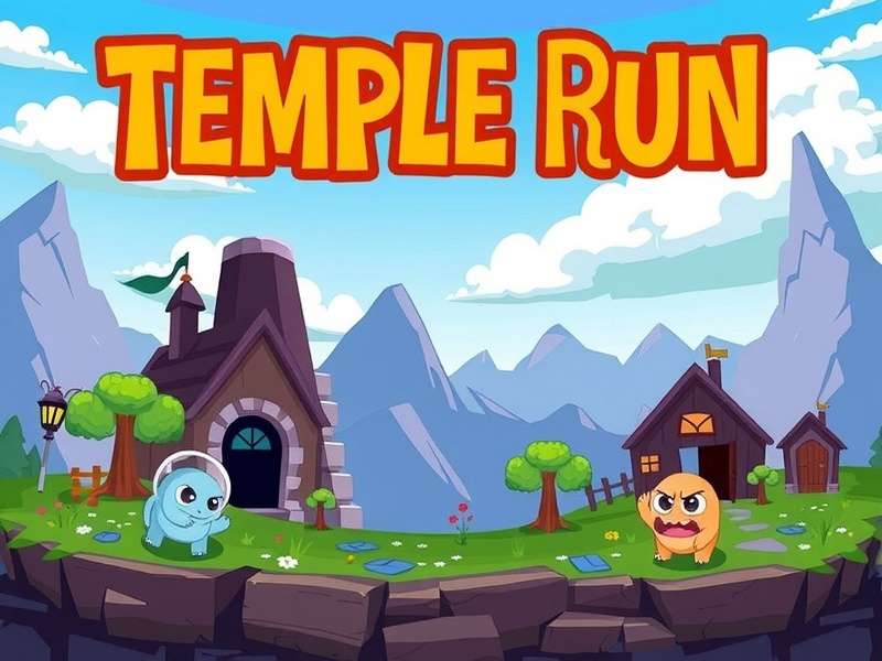 Temple Run Poki Poki Monster gameplay screenshot showing character running from monster