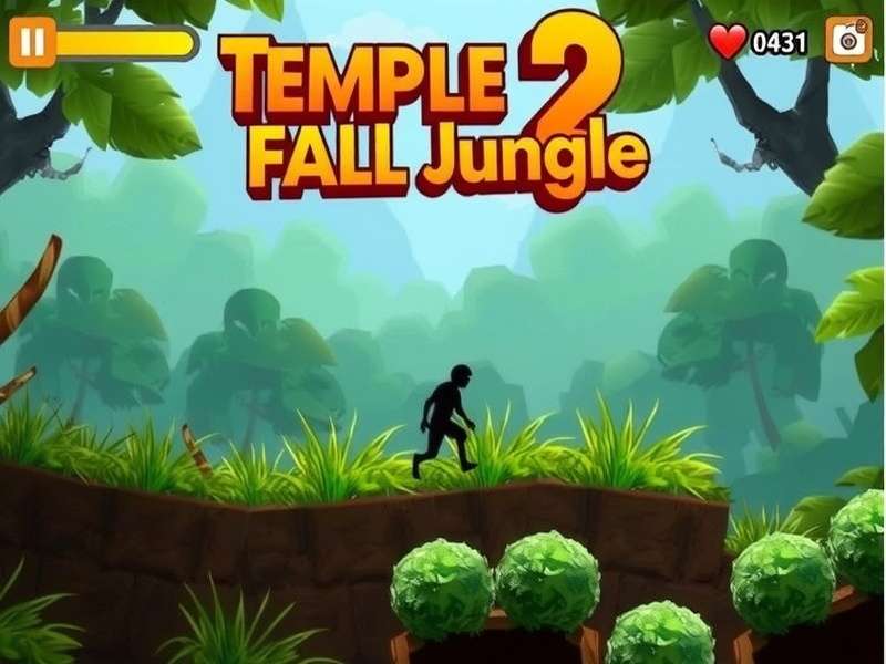 Temple Run 2 Fall Jungle gameplay screenshot showing character running on vines