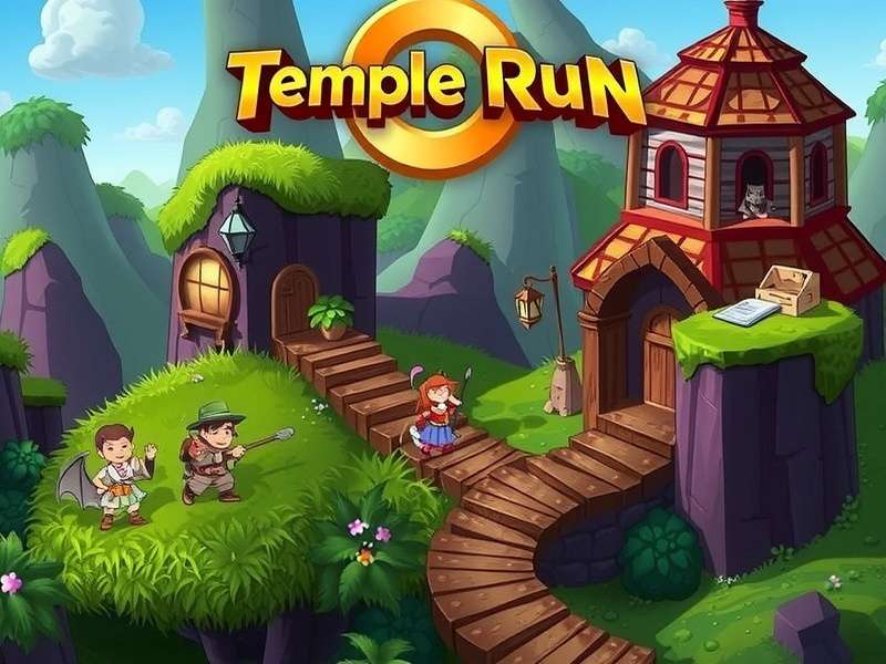 Collage of all playable characters in Temple Run Oz: Dorothy, Scarecrow, Tin Man, Lion, and the Wizard