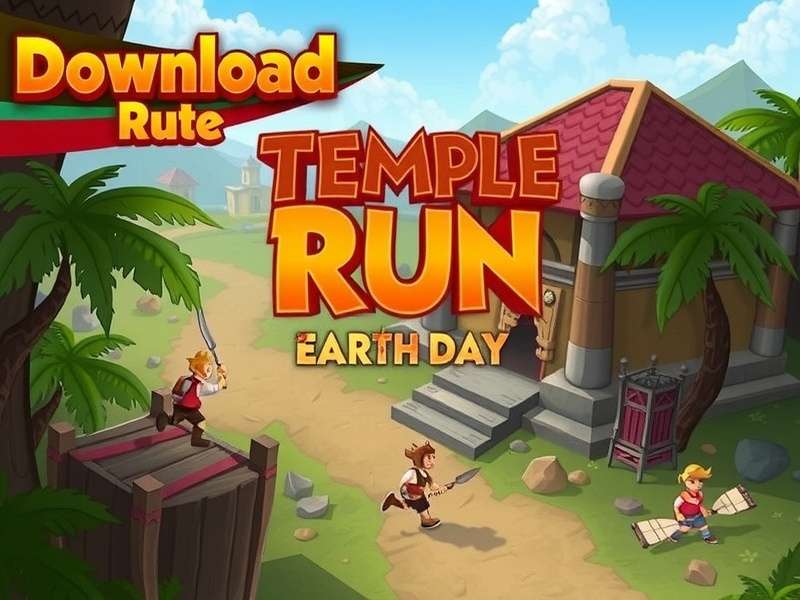 Temple Run Earth Day gameplay screenshot showing green environment