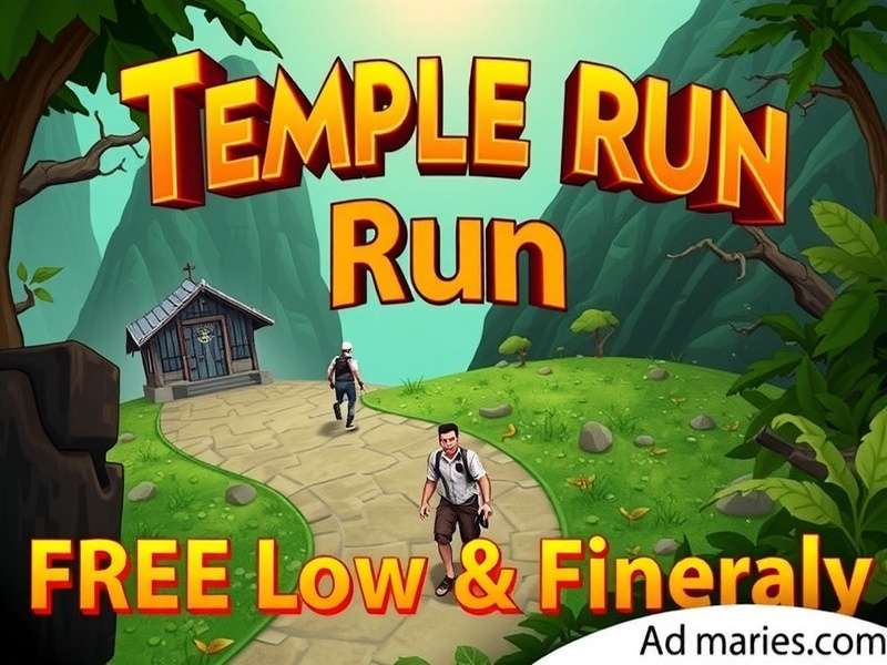 Temple Run gameplay on PC screen showing ancient temple environment