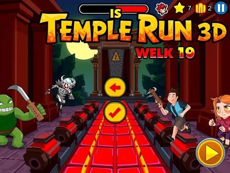 Temple Run character evading demon monkeys in a crumbling temple, symbolizing the game's enduring challenge