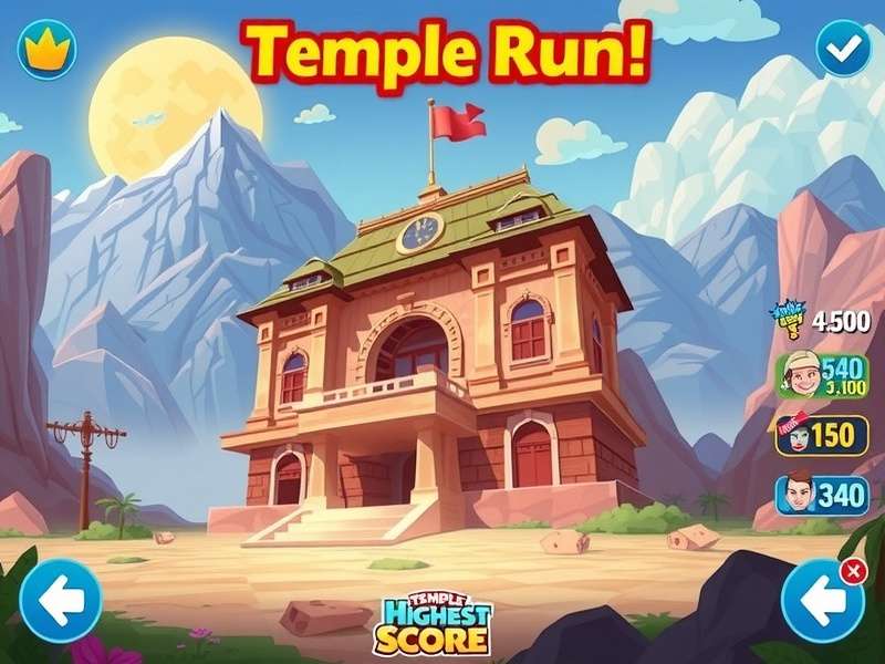 Temple Run gameplay screenshot showing high score achievement