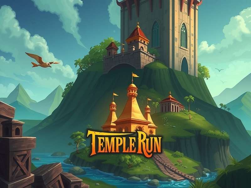 Screenshot of the original Temple Run Oz First Version gameplay showing the Scarecrow running on the yellow brick road