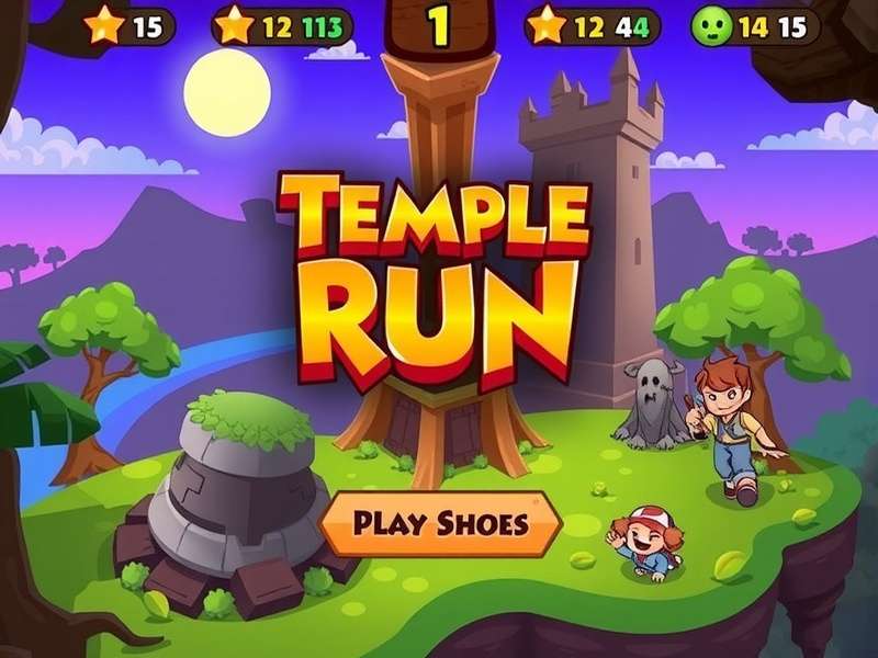 Screenshot of Temple Run game being played on Poki website showing the runner in a jungle temple