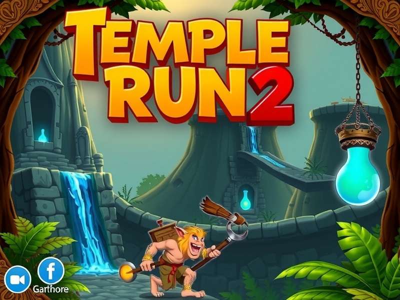 Temple Run 2 gameplay screenshot showing character running on ancient temple ropes