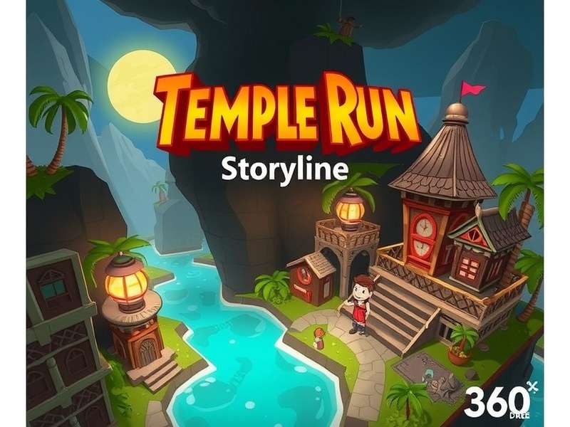 Temple Run 360 degree storyline visual depicting characters and temples